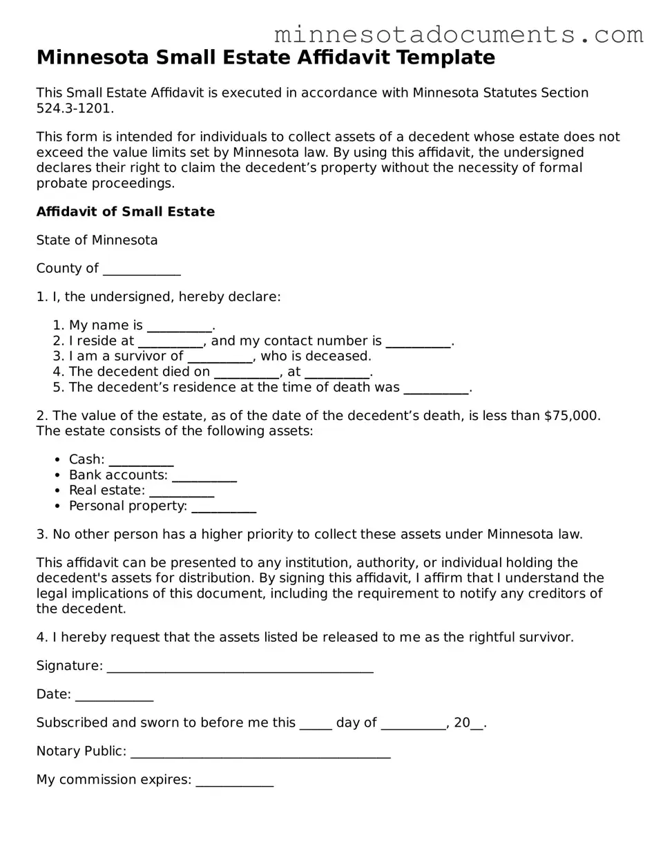 Minnesota Small Estate Affidavit Form