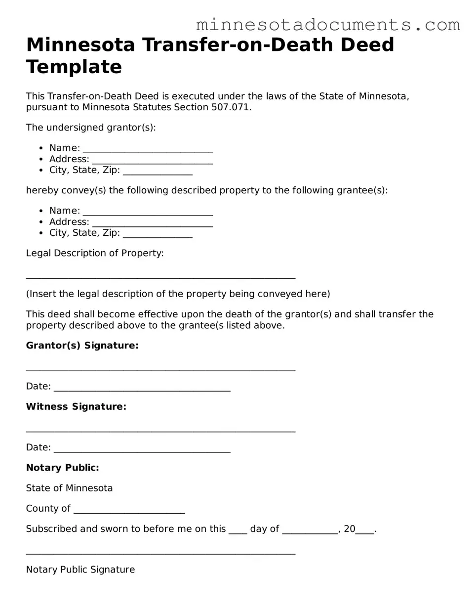 Minnesota Transfer-on-Death Deed Form