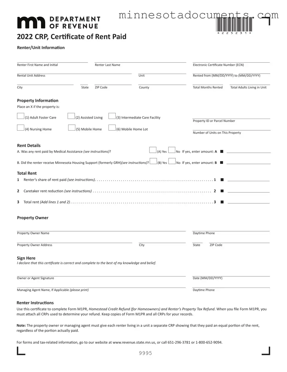 Fill in Your Minnesota Crp Form