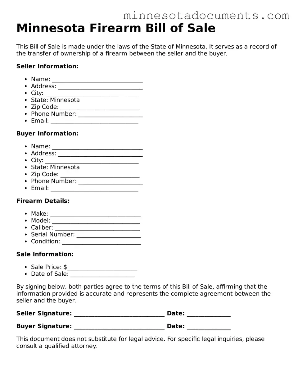 Minnesota Firearm Bill of Sale Form