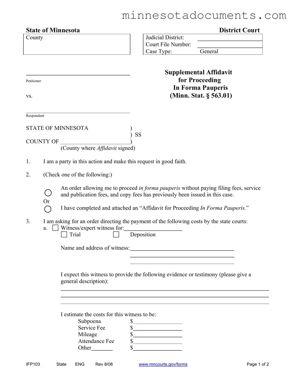 Fill in Your Minnesota Ifp103 Form