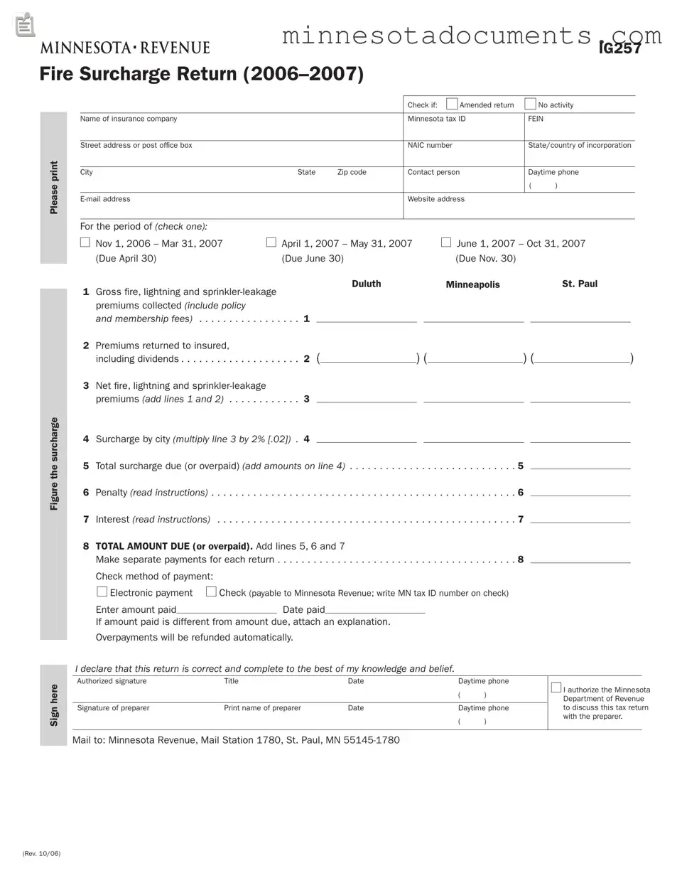 Fill in Your Minnesota Ig257 Form