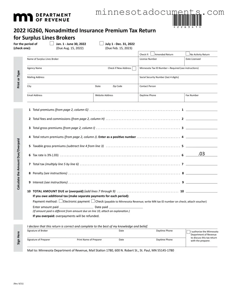 Fill in Your Minnesota Ig260 Form
