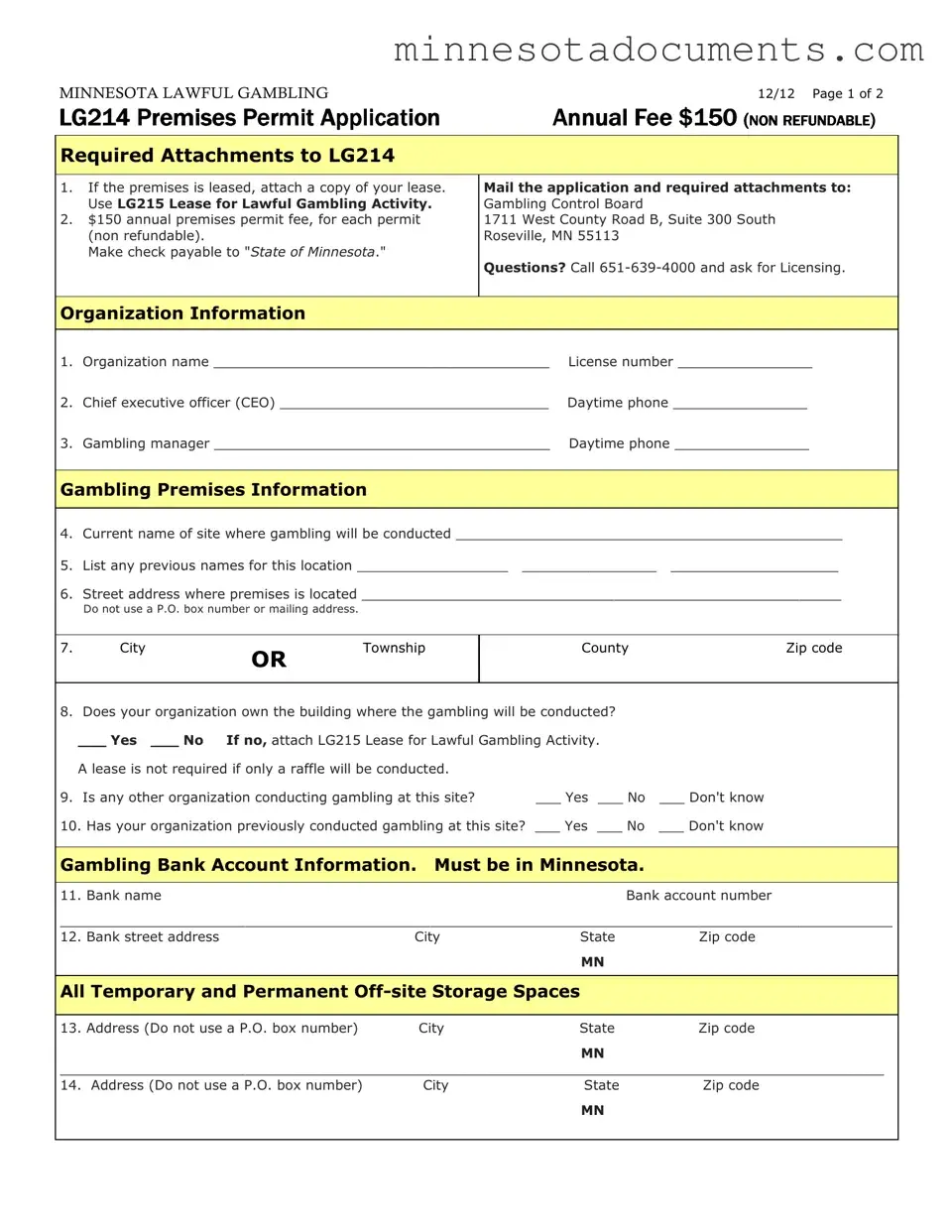 Fill in Your Minnesota Lg214 Form