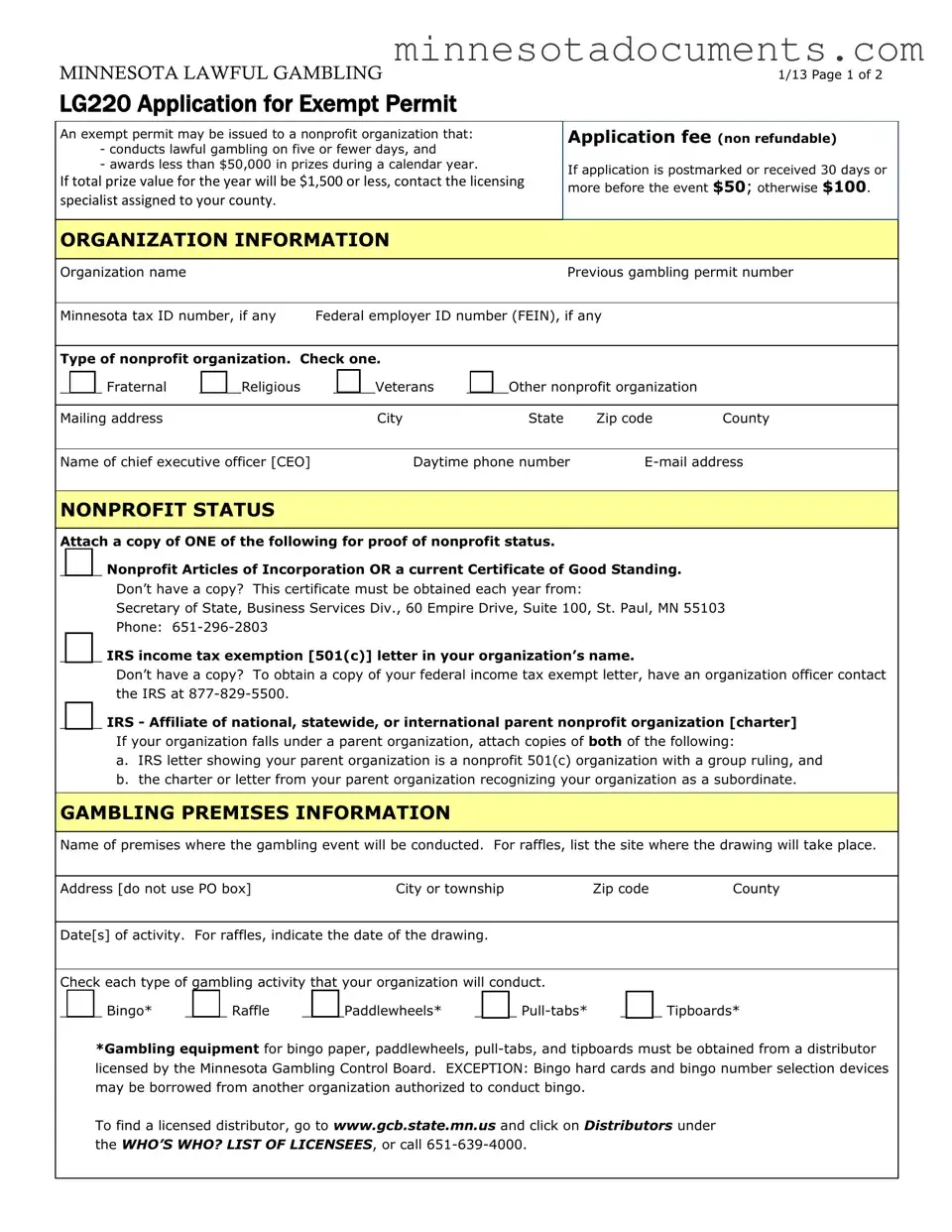 Fill in Your Minnesota Lg220 Form