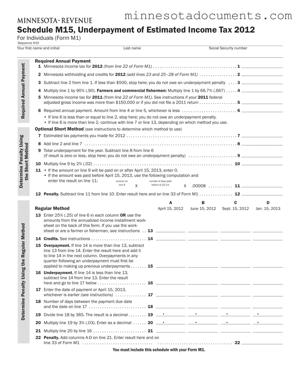 Fill in Your Minnesota M1 Form