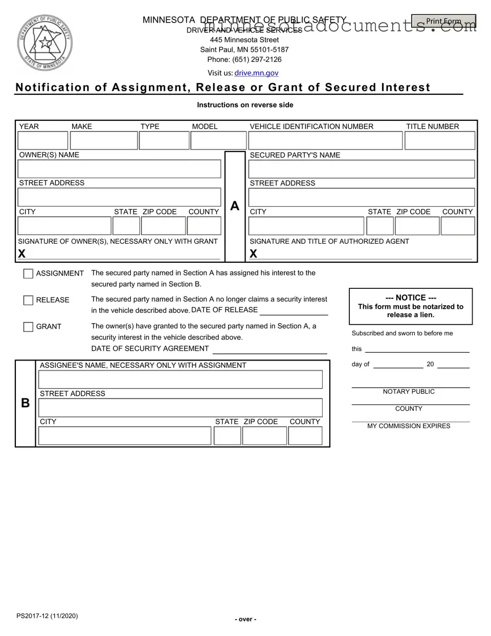 Fill in Your Minnesota Notification Of Assignment Form