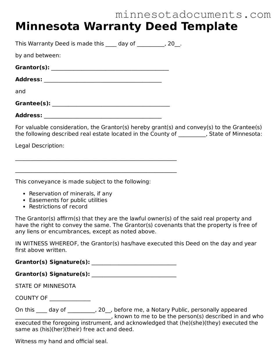 Minnesota Deed Form