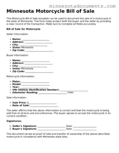 Minnesota Motorcycle Bill of Sale Form