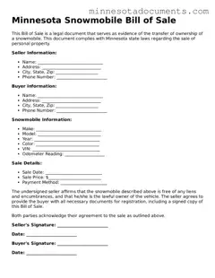 Minnesota Snowmobile Bill of Sale Form