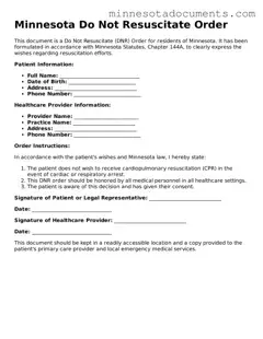 Minnesota Do Not Resuscitate Order Form