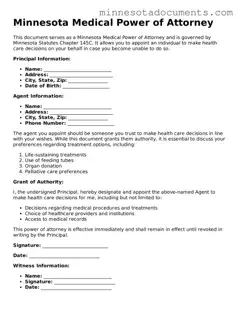 Minnesota Medical Power of Attorney Form