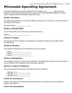 Minnesota Operating Agreement Form
