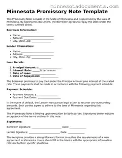 Minnesota Promissory Note Form