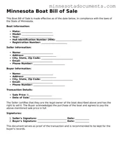Minnesota Boat Bill of Sale Form