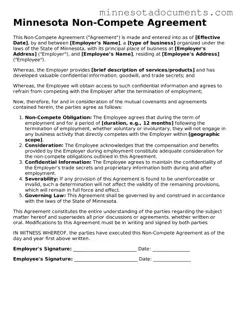 Minnesota Non-compete Agreement Form