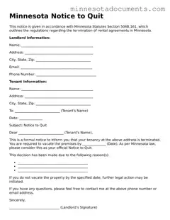 Minnesota Notice to Quit Form
