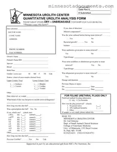 Fill in Your Minnesota Urolith Center Form